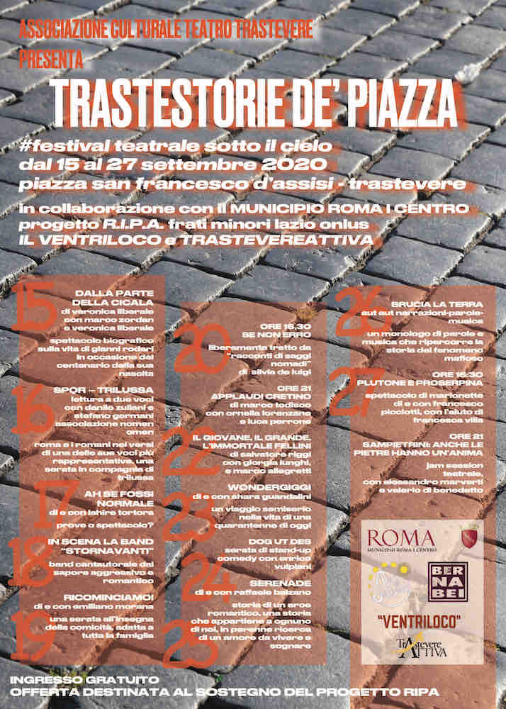 Trastestorie de' piazza, #festivalteatralesottoilcielo, Teatro Trastevere