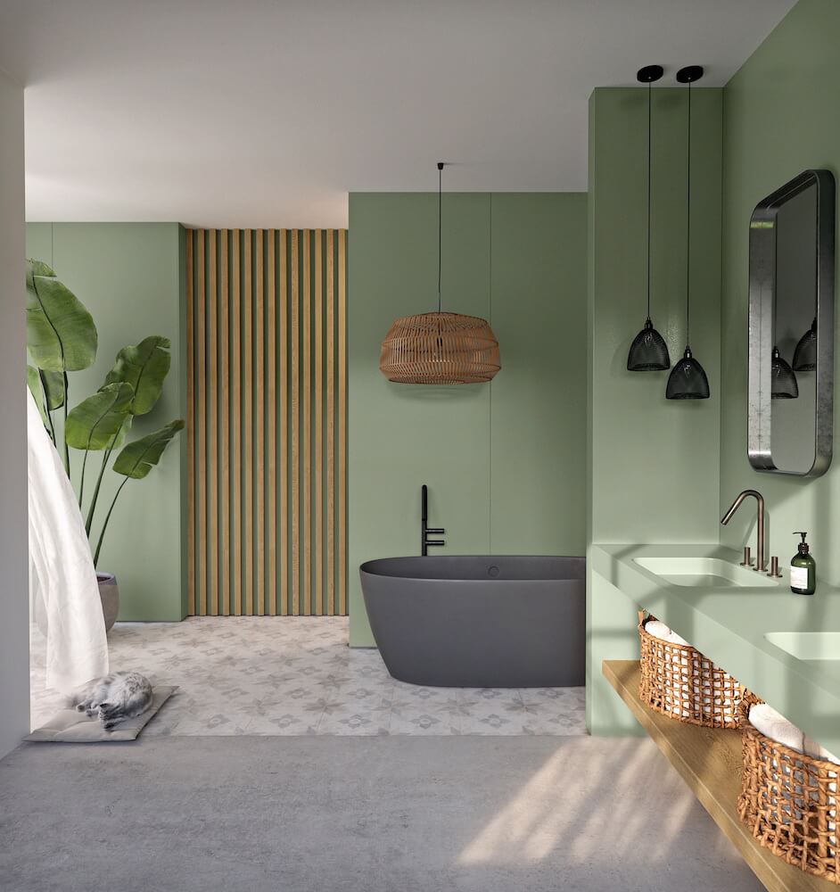 Gruppo-Cosentino-Silestone Sunlit Days Posidonia Green-bathroom